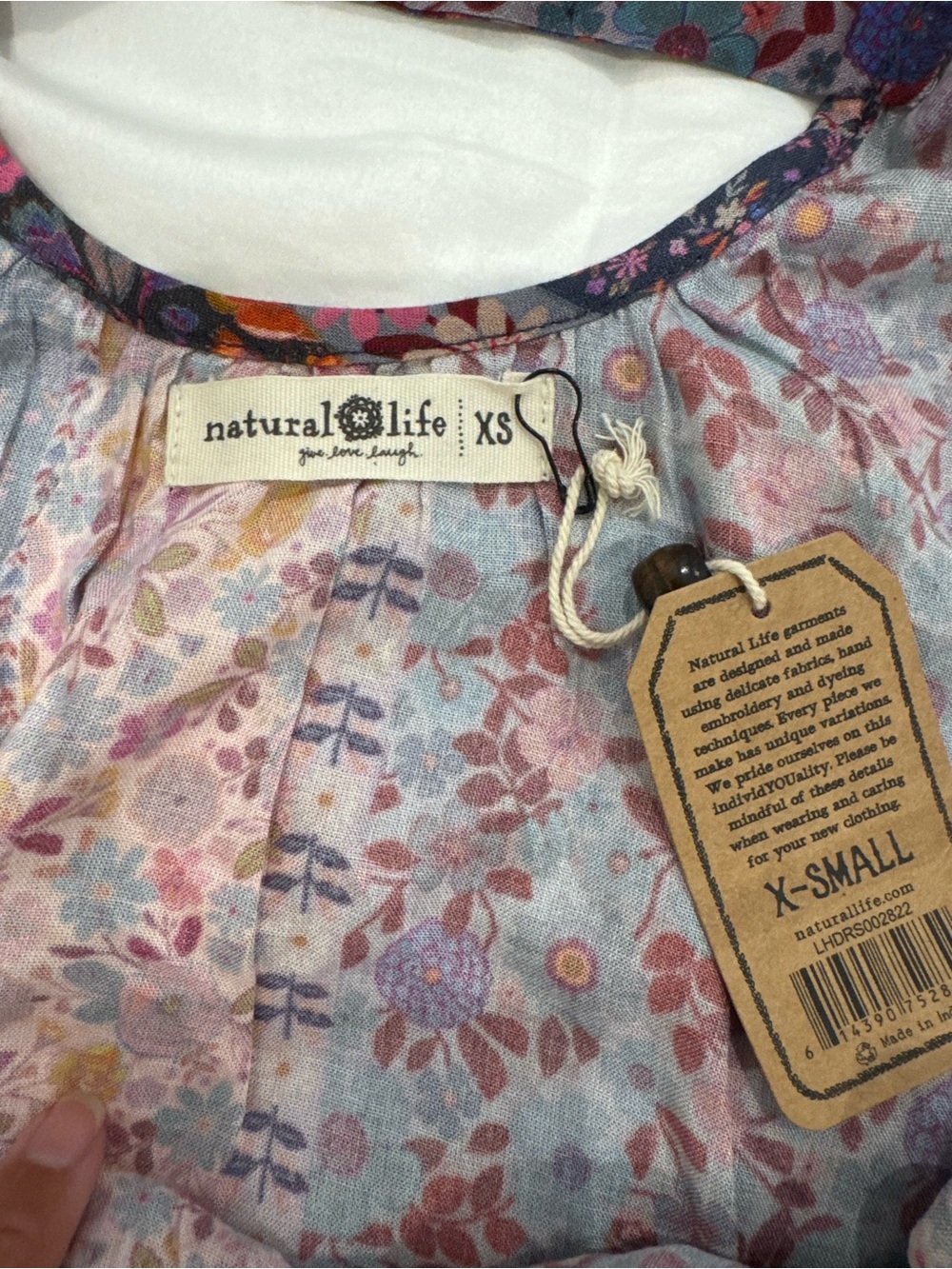 NWT Natural Life Purple & Pink Floral Stripe boho mini dress - Picture 8 of 8